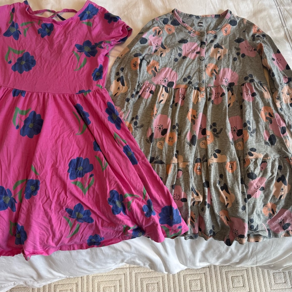 Tea Collection Pink and Gray Floral Kids Dress Set